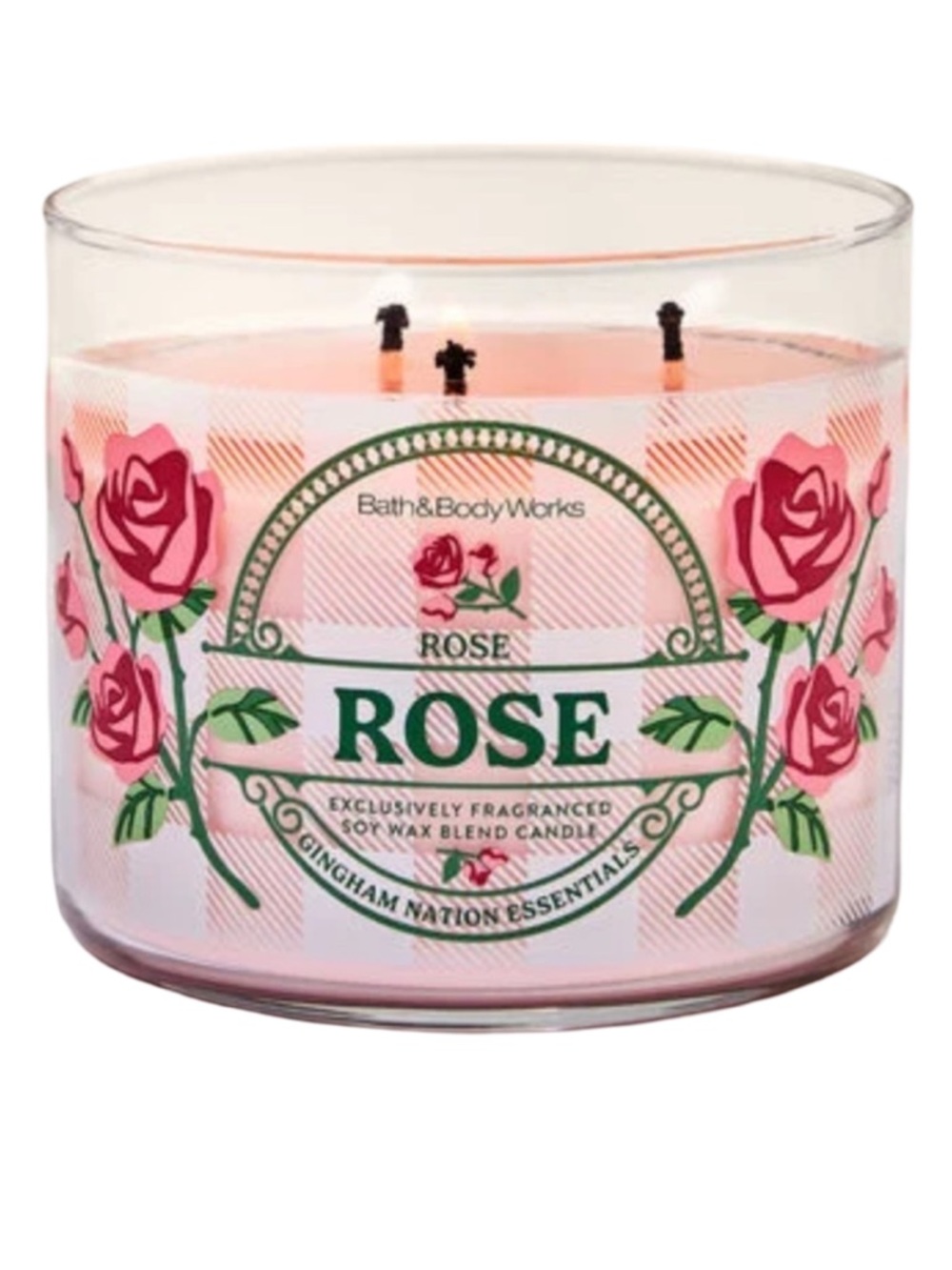 Bath & Body Works Rose 3 Wick Candle With Decorative Lid
